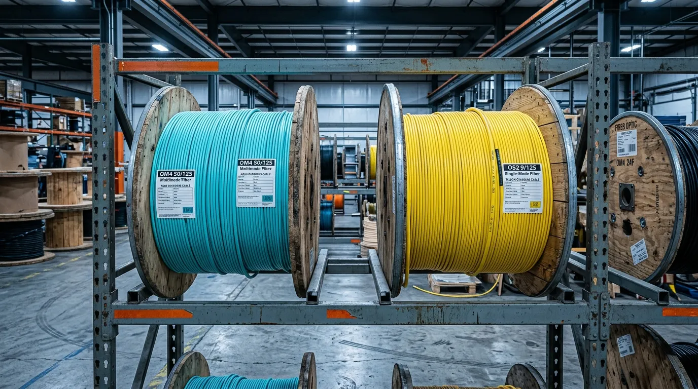 Fiber optic backbone cable spools with single-mode and multimode options for MDF to IDF connections
