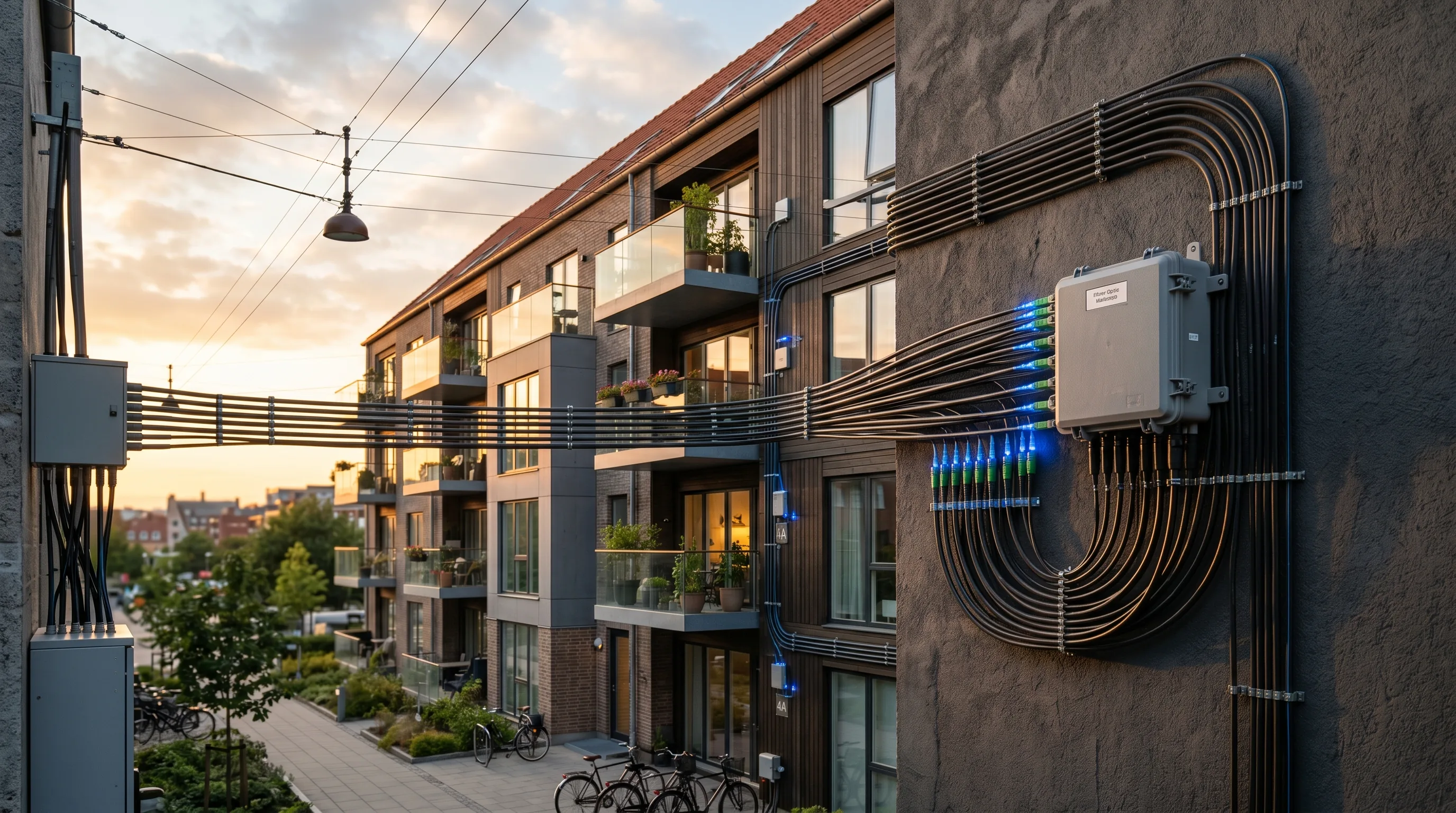 Fiber to the Building (FTTB) deployment bringing fiber to a multi-dwelling unit telecom room