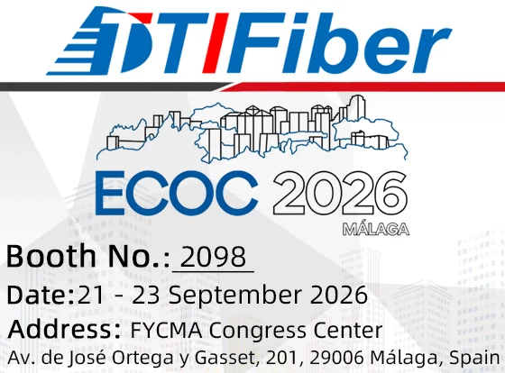 TTI Fiber ECOC 2026 contact card with booth details