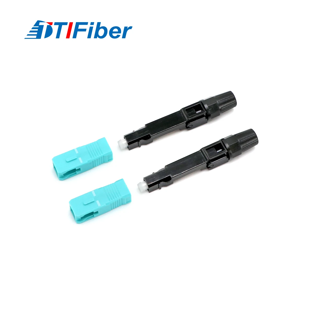 ST fiber optic connector components on a white background