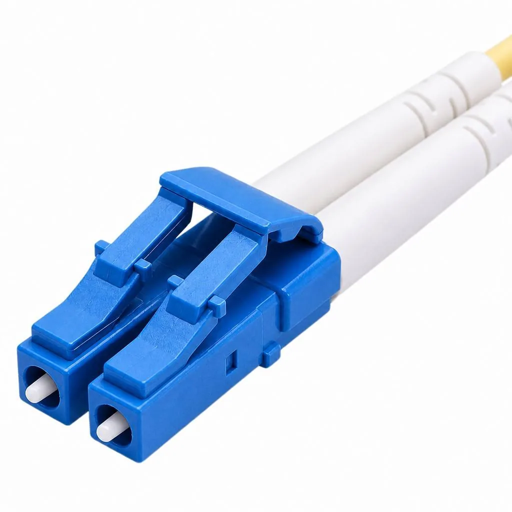 Blue LC duplex single-mode fiber optic connectors